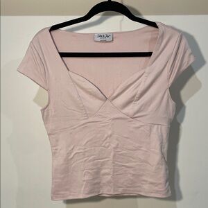 Light Pink Sweetheart Neckline Short Sleeve Tee